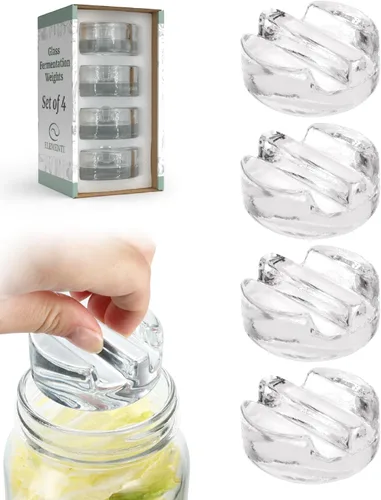 Miniatura 9 de Elementi Juego de 6 pesas de fermentación – Pesas de fermentación y conservas para tarros Mason de boca ancha – Vidrio de soda y lima altamente