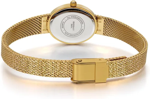 Miniatura 4 de BERNY Relojes de oro vintage para mujer, elegante reloj de pulsera ovalado para mujer, relojes analógicos de cuarzo para mujer, 3ATM resistente al