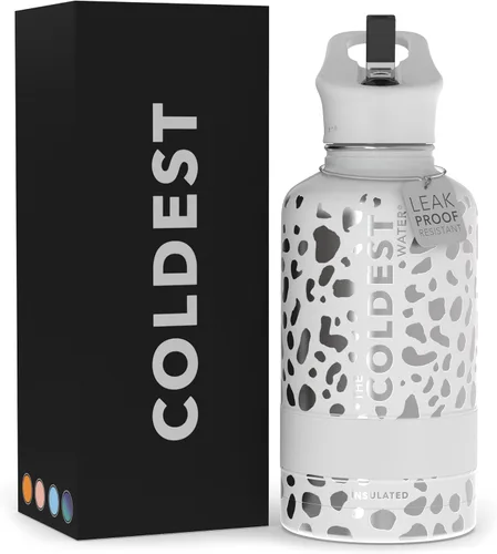Miniatura 25 de Coldest - Botella para agua con tapa que incluye pajilla, térmica y metálica (acero inoxidable), para hombres y mujeres, color morado
