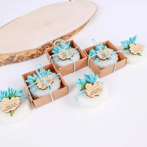 Miniatura 5 de HTF - Paquete de 10 decoraciones de baby shower, regalos de baby shower, mini jabón vegano perfumado hecho a mano, baby shower para niños