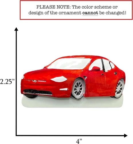 Miniatura 2 de Adorno de Navidad personalizado para automóvil eléctrico 2026 Decoración de árbol de Navidad de automóvil eléctrico rojo personalizado con nombre