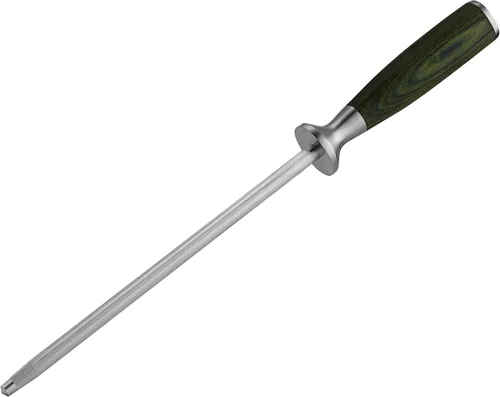 HexClad Varilla de Afilado, Varilla de Acero Inoxidable Damasco Japonés de 9 Pulgadas, Mango de Pakkawood