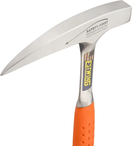 Miniatura 3 de ESTWING Rock Pick - Martillo de geología fabricado en Estados Unidos de 22 onzas con punta puntiaguda y agarre de reducción de impactos naranja
