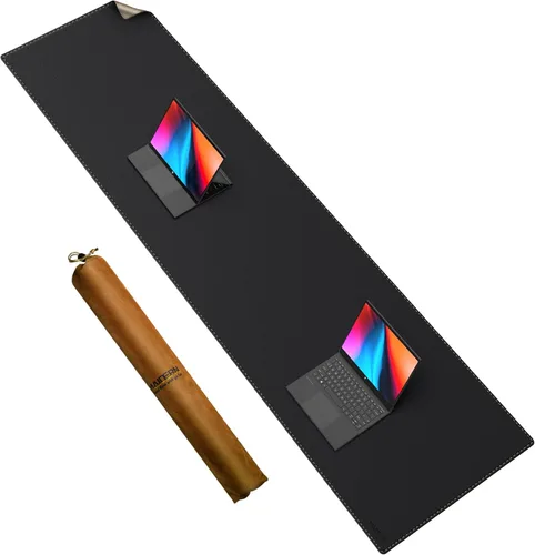 Miniatura 15 de MAIDERN Cubierta de mesa estrecha de 39.4" x 7.9", tapete reversible de cuero y corcho para mesa consola, protector de mesa largo y delgado