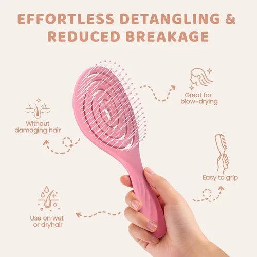 Miniatura 2 de SHINLEA Cepillo Desenredante para el Cabello, Cepillo Desenredante en Espiral para Cabello Húmedo para Mujeres, Hombres, Niños, Desenredante Rosa