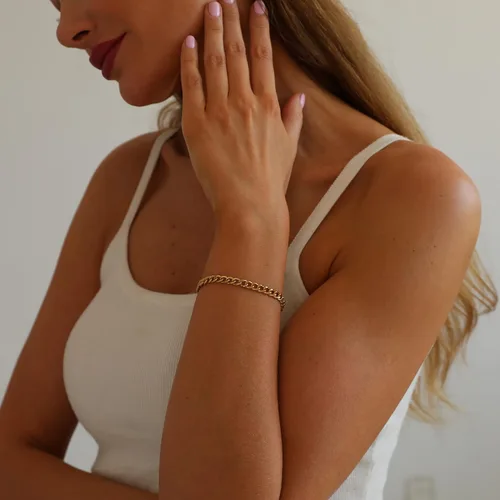 Miniatura 4 de Pulseras de cadena de perlas de oro de 18 quilates para mujer, ajustable, de acero inoxidable, delicada, fina caja de oro cubana, cadena
