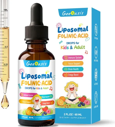 Gotas de ácido folínico líquido y metilfolato para niños, suplemento de ácido fólico con B12 metilado para mujeres, con citrato de zinc, vitamina B6