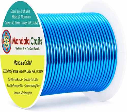 Miniatura 90 de Mandala Crafts - Alambre de aluminio anodizado de 8 calibre para hacer joyas - 9.75 m de alambre flexible negro colorido - Flexible para bonsái