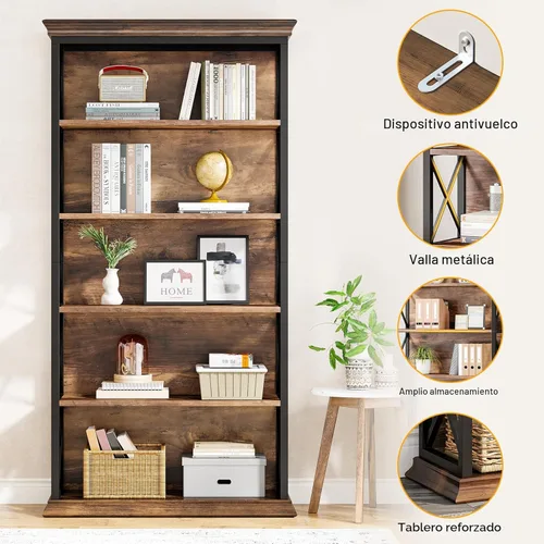 Miniatura 8 de Tribesigns Estantería de 6 niveles, 71 pulgadas, estanterías y librerías industriales, estanterías de almacenamiento de 5 niveles de pie, estantería