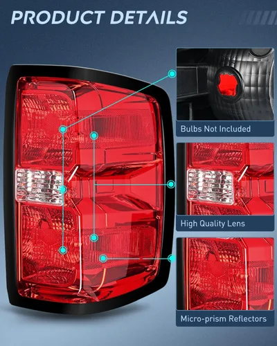 Miniatura 6 de Ensamble de luz trasera Nilight Compatible con Chevy Silverado 1500 2014 2015 2016 2017 2018 2019, 2500 HD 3500 HD, GMC Sierra 3500HD 2015-2019