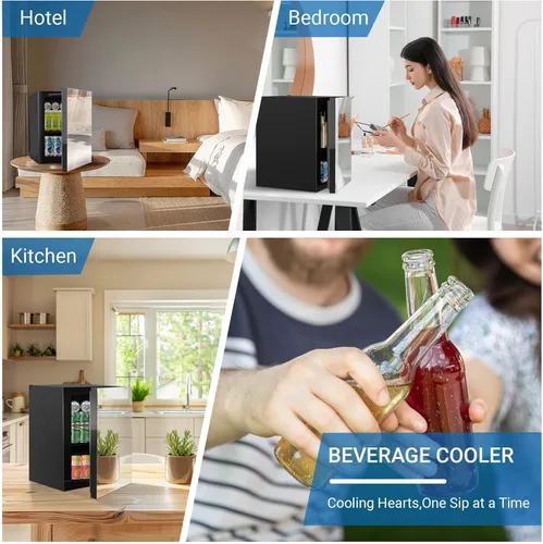Miniatura 7 de Erivess Refrigerador de Bebidas de 24 Latas/0.9 Pies Cúbicos Enfriador y Mini Refrigerador para el Cuidado de la Piel con Puerta Frontal con Espejo