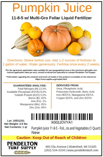 Miniatura 2 de Jugo de calabaza 11-8-5 - Fertilizante líquido foliar con micronutrientes esenciales para calabazas y verduras (1 cuarto de galón)