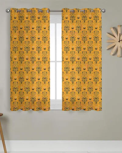 Miniatura 3 de Sheer Curtains 52x72 Inch Long Halloween Grimace Haunted Pumpkin Orange Semi Sheer Curtains Voile Grommet Drapes Chiffon Window Curtain for Living