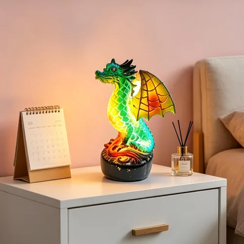Miniatura 4 de Lámpara 3D de Animales, Lámpara de Luz Nocturna de Animales de Vidrio Emplomado Retro, Lámpara de Mesa de Animales Vintage, Lámparas de Animales