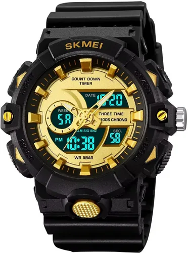 Miniatura 8 de FANMIS Reloj deportivo de cuarzo digital multifunción militar para hombre, impermeable, con alarma, LED, azul