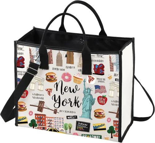Miniatura 9 de BWWKTOP Bolsa de lona New York - Azul - 14.56 x 12.59 pulgadas - Moda - Viajes - Artículos de tocador - Mujeres y adultos