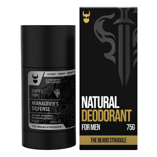 The Beard Struggle Marauder's Defense - Desodorante con infusión de carbón natural para hombres, sin aluminio, colección Platino, Surtr's Fury -