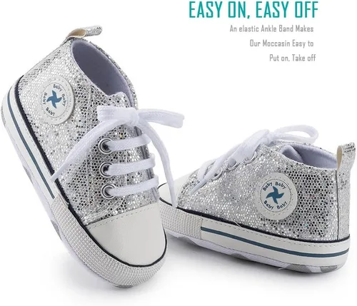 Miniatura 5 de Zapatos de lona para bebés recién nacidos, suela suave, para los primeros pasos, zapatos planos para niños pequeños, zapatos de mezclilla unisex