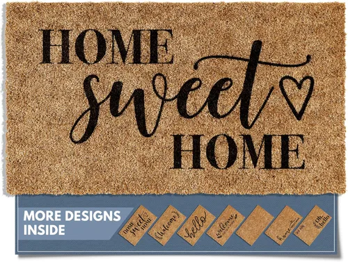 Barnyard Designs Felpudo de bienvenida para exteriores, alfombra grande de entrada para puerta principal, marrón (Home Sweet Home, 30" x 17")