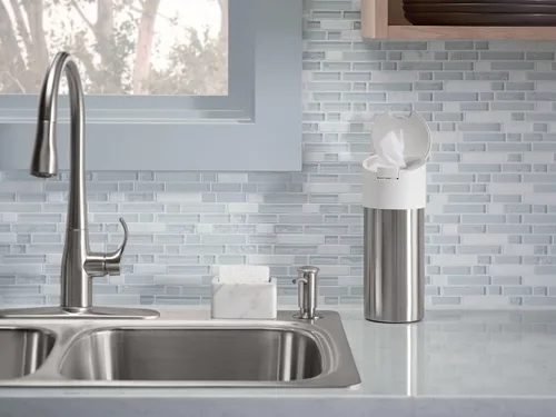Miniatura 2 de KOHLER 1895-C-2MB Dispensador de jabón para fregadero de cocina con diseño contemporáneo, almacena jabón líquido o líquido para lavavajillas, latón