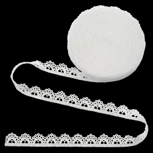 10 yardas, ribete de encaje blanco de 2/5 pulgadas, cintas de encaje vintage de ganchillo, cordones de algodón, bordados de ganchillo artesanales,