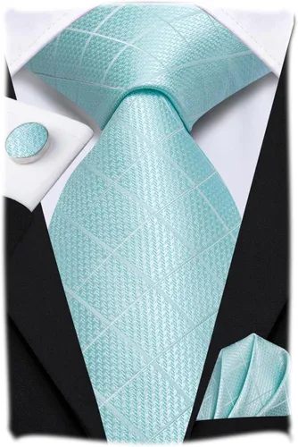 Miniatura 167 de Hi-Tie Corbatas de seda para hombre, diseño de cachemira a rayas, con bolsillo, gemelos cuadrados, conjunto formal de negocios