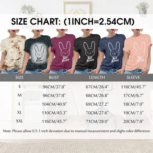 Miniatura 7 de Bad Bunny - Camiseta de Pascua para mujer, diseño divertido de conejo, para verano, vacaciones, hip hop, regalo