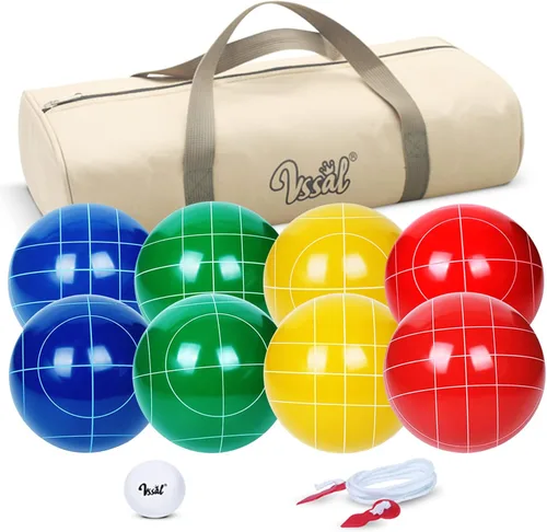 Juego de Bolas de Bocha de Tamaño y Peso Reglamentarios para Torneo Profesional, Patio Trasero, Playa, Juego de Césped con 8 Bolas de Resina Bocci,
