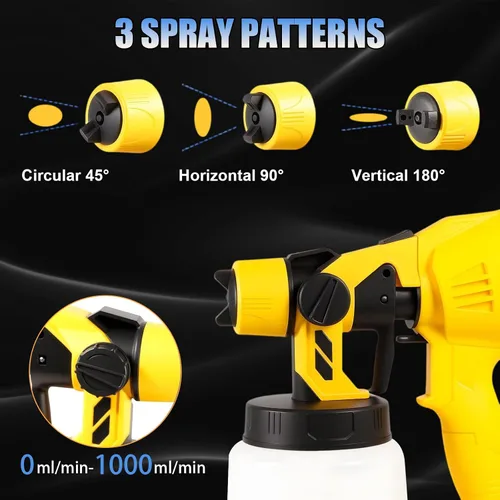 Miniatura 3 de Pulverizador de pintura inalámbrico para batería Dewalt de 20 V MAX, pistola de pintura de alto flujo de 33.8 fl oz con 3 boquillas de cobre y 3