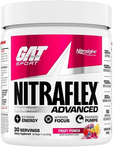 Miniatura 10 de GAT SPORT Nitraflex Advanced - Polvo de preentrenamiento avanzado, aumenta el flujo sanguíneo, aumenta la fuerza y la energía, mejora el rendimiento