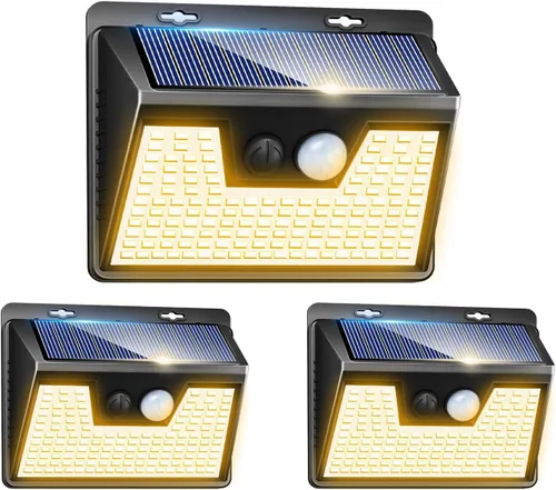 Miniatura 33 de Peasur Luces Solares para Exteriores con Sensor de Movimiento, 140 LED Luz Solar Alimentada por Energía Solar para Cerca Impermeable, 3 Modos