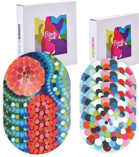 Miniatura 11 de French Bull Juego de 4 platos – Juego de 4 platos de ensalada de melamina de 9 pulgadas – Vajilla de melamina para interiores y exteriores – Foli