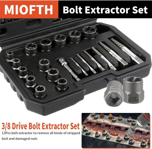Miniatura 3 de Juego de extractores de tornillos y juego de brocas para mano izquierda, kit de 48 piezas de extracción de pernos fáciles de sacar para quitar