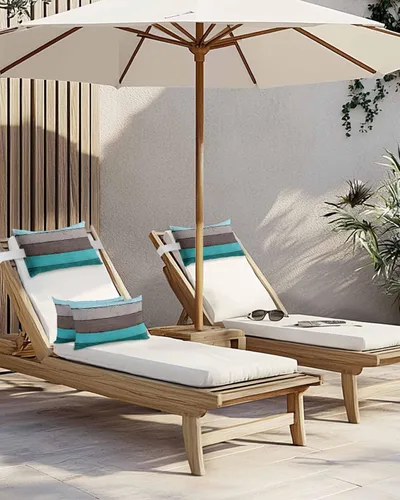 Miniatura 4 de Summer - Almohada para silla de playa de grano de madera de granja para exteriores, reposacabezas para tumbona, almohada reclinable con rellenos