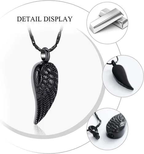 Miniatura 4 de Imrsanl Collar de urna de cremación de ala de ángel para cenizas para mujeres y hombres, colgante de urna de acero inoxidable, soporte para cenizas