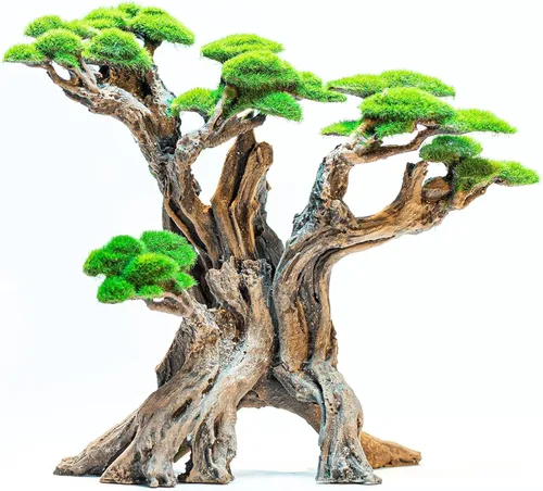 Miniatura 10 de Novelsite Decoración de Pecera - Árboles Bonsái con Musgo Artificial - Rocas de Acuario para Paisajismo Acuático - Hecho de Arenisca, Decoraciones