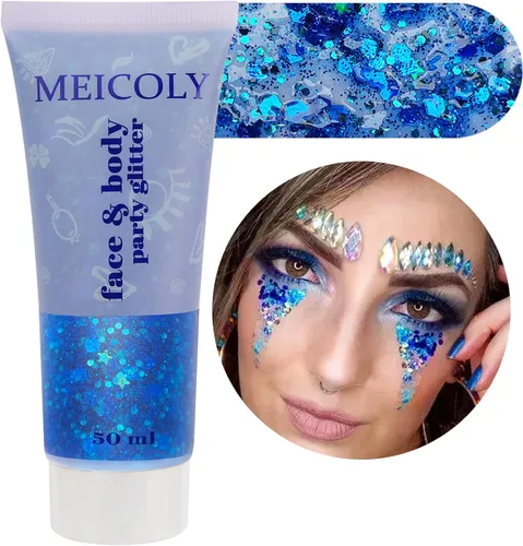 Miniatura 21 de MEICOLY Purpurina corporal roja, blanca y azul, accesorios del 4 de julio, purpurina para el cabello para niños, atuendos del 4 de julio