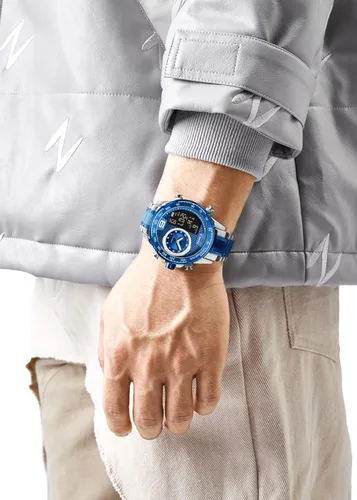 Miniatura 3 de NAVIFORCE Reloj para hombre reloj de cuarzo digital de doble pantalla multifuncional de acero inoxidable