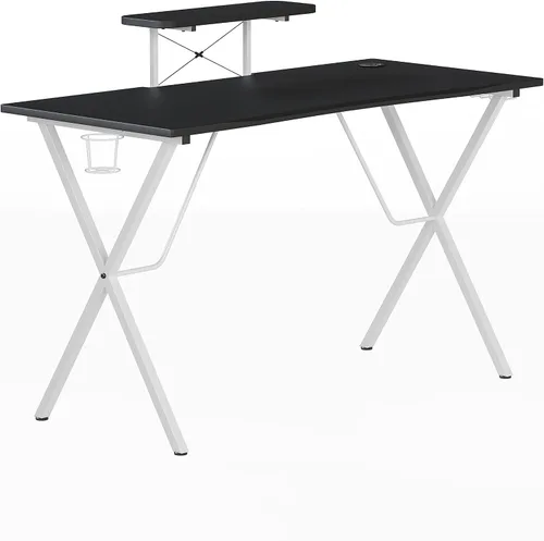 Miniatura 3 de EMMA + OLIVER Soporte para tazas de escritorio para juegos negro/blanco y negro, gancho para auriculares, soporte para monitor