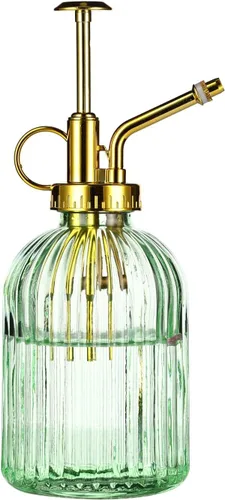Miniatura 10 de Glass Plant Mister - Botella rociadora de agua de vidrio verde de 6.5 pulgadas con bomba superior dorada, rociador de plantas pequeñas para plantas