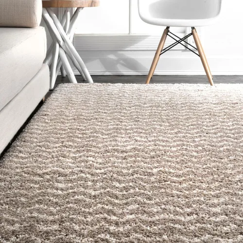 Miniatura 9 de nuLOOM Cuellar Chevron Shag Alfombra de Área, 9x12, Crema
