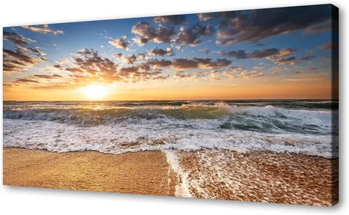 Miniatura 13 de Jiuqinghua Lienzo decorativo grande para pared, diseño de amanecer sobre el mar, 1 panel, océano, playa, olas, paisaje, pintura, obra de arte