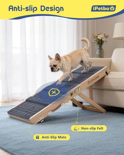 Miniatura 4 de Rampa para perros mejorada 2026 para cama con plataforma, apta para articulaciones, extra ancha y larga, antideslizante, resistente, hasta 200 libras