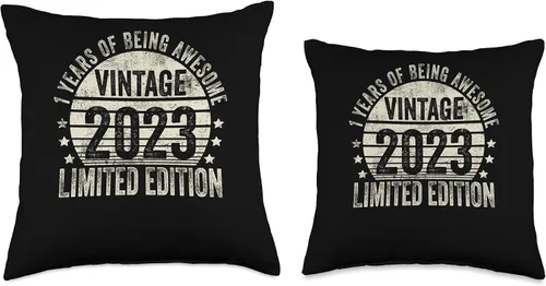 Miniatura 3 de Retro 1st Birthday Gifts Girls Boys Throw Pillow