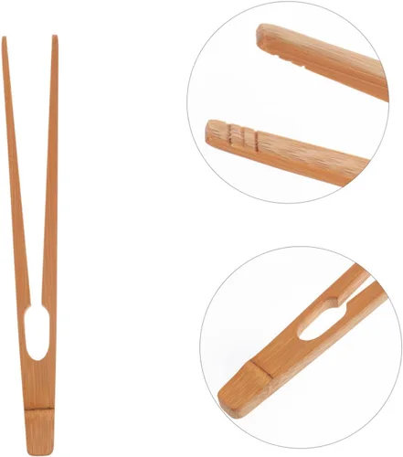 Miniatura 6 de STOBAZA Pinzas de cocina con clip de bambú para cocinar platos de cocina, clips antideslizantes para estufa