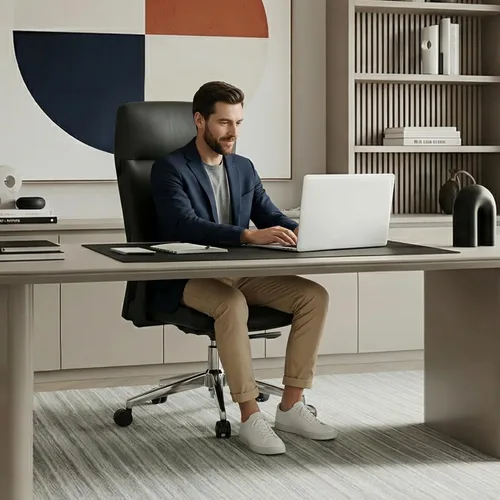 Miniatura 6 de EUREKA ERGONOMIC Eris - Silla de escritorio de cuero con respaldo alto, silla ejecutiva para computadora con reposabrazos ajustables 4D