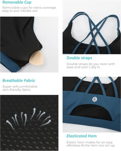 Miniatura 100 de Brasieres deportivos para mujer, con relleno, tipo camiseta sin mangas, sexis, con espalda cruzada, de alto impacto, largos, ideales para practicar