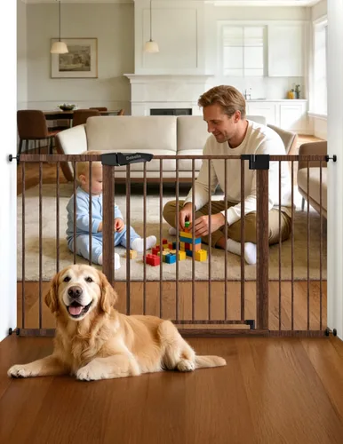 Miniatura 16 de Babelio - Puerta de bebé de 73-109 cm, con cierre automático, fácil de instalar, puerta de seguridad extra ancha para mascotas, Walk Thru
