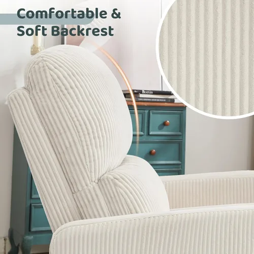 Miniatura 5 de Mecedora Reclinable Giratoria, Reclinable Eléctrico de Gran Tamaño con Cojín Removible, Sillas de Guardería Reclinables Giratorias Tapizadas