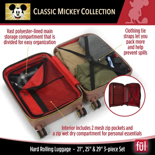 Miniatura 5 de FUL Disney Mickey Mouse - Maleta rígida con ruedas giratorias Oro Rosa Disney Mickey Mouse - Maleta rígida con ruedas giratorias